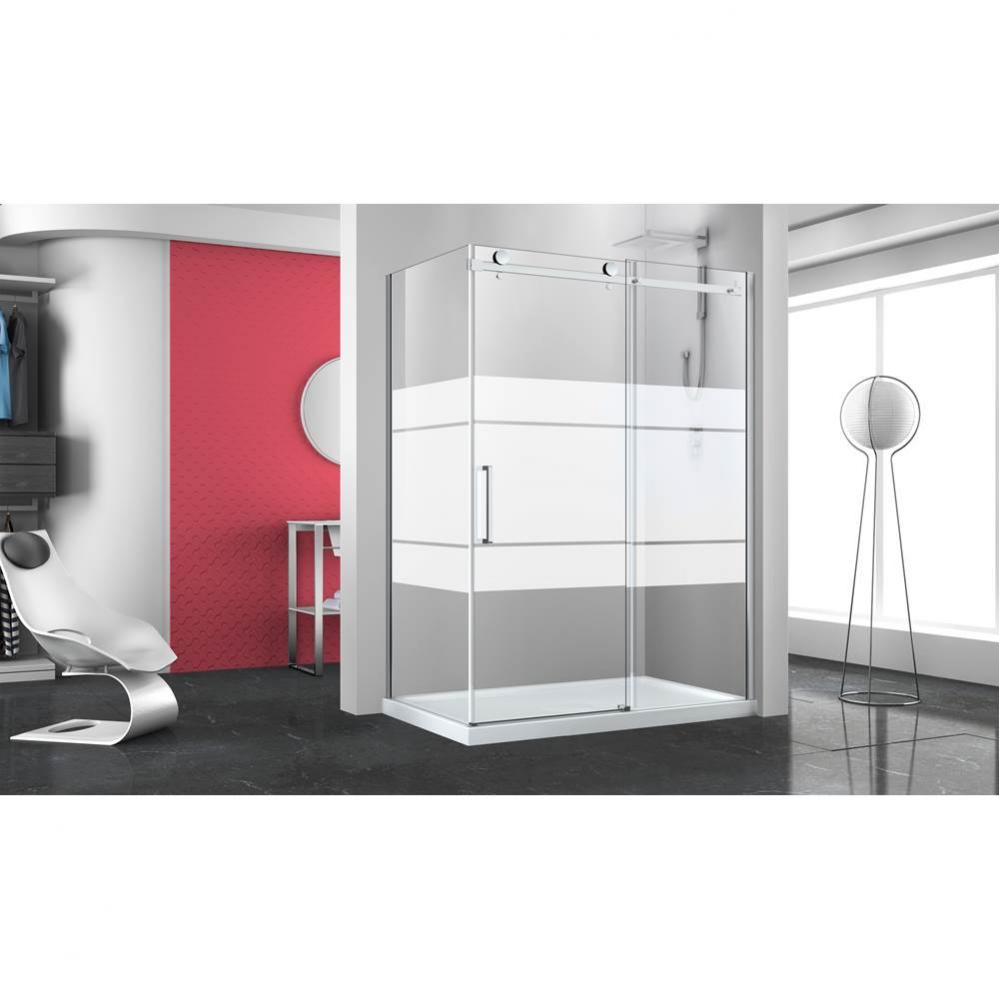 Bellini 60'' chrome FROST patern LEFT shower + Bellini 36'' chrome FROST pater