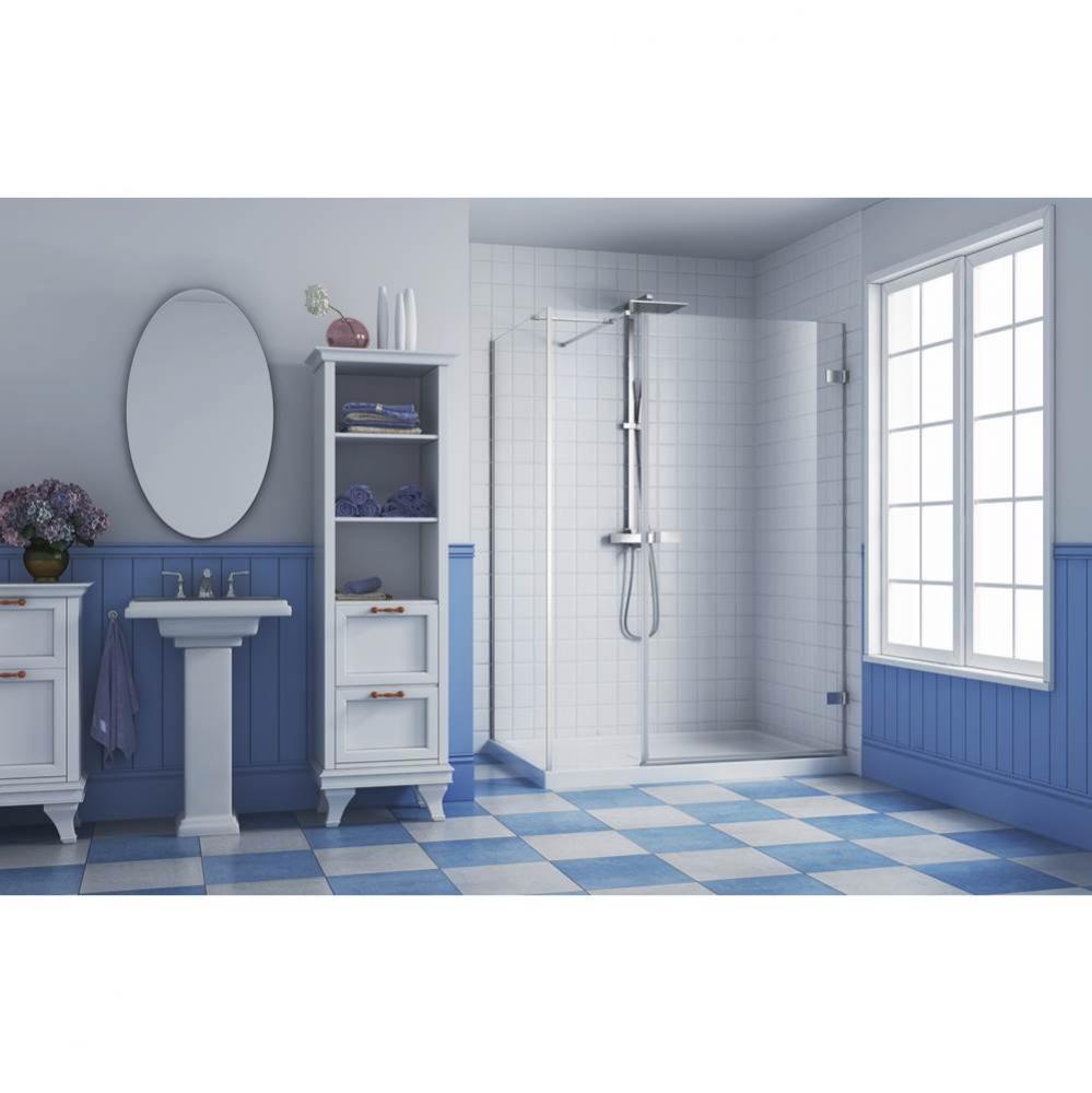 Goccio 60 RIGHT chrome clear straight shower door + Goccio 42 chrome clear straight side panel