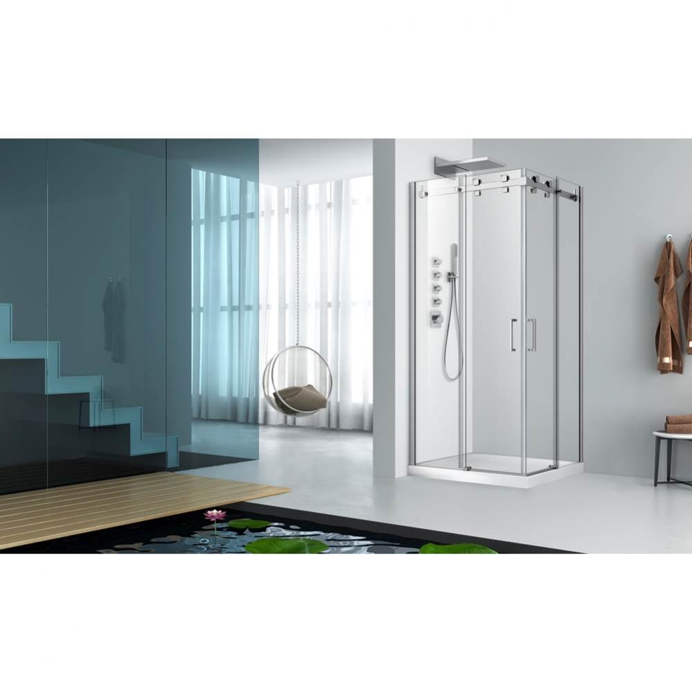 Piazza 36''x 36'' chrome clear square corner shower door