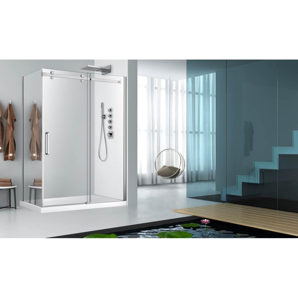 Piazza 54 chrome clear angle straight shower door + Piazza 36 chrome MIRROR  LEFT straight side pa