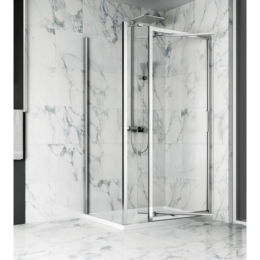 Xenia 42 chrome clear straight shower door + Xenia 42 chrome clear straight return panel