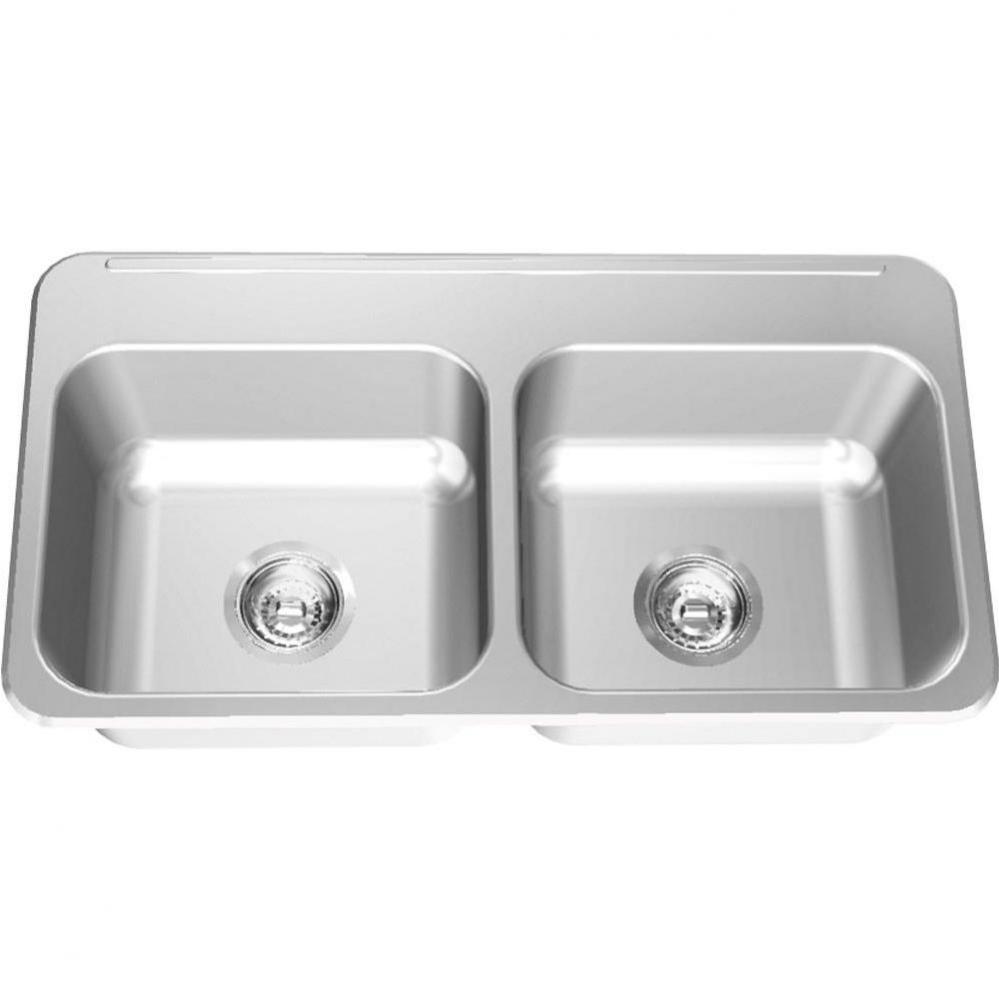 Double Compartment Topmount Sinks - Double, with ledge, 18 gauge