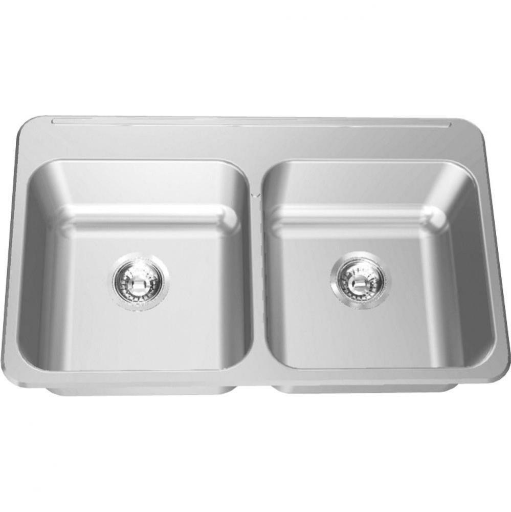 Double Compartment Topmount Sinks - Double, with ledge, 18 gauge