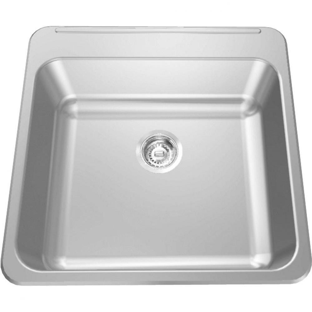 Single Compartment Topmount Sinks - Single, with ledge, 18 gauge