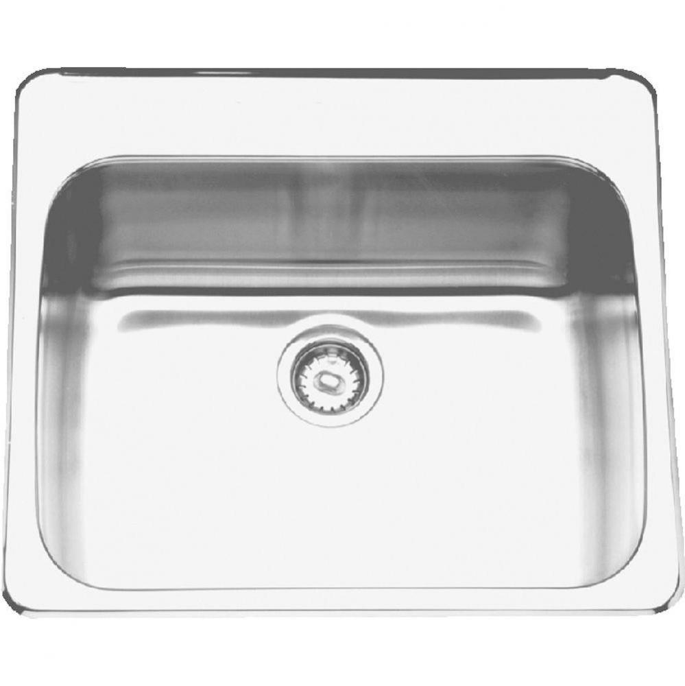 Single Compartment Topmount Sinks - Single, with ledge, 18 gauge