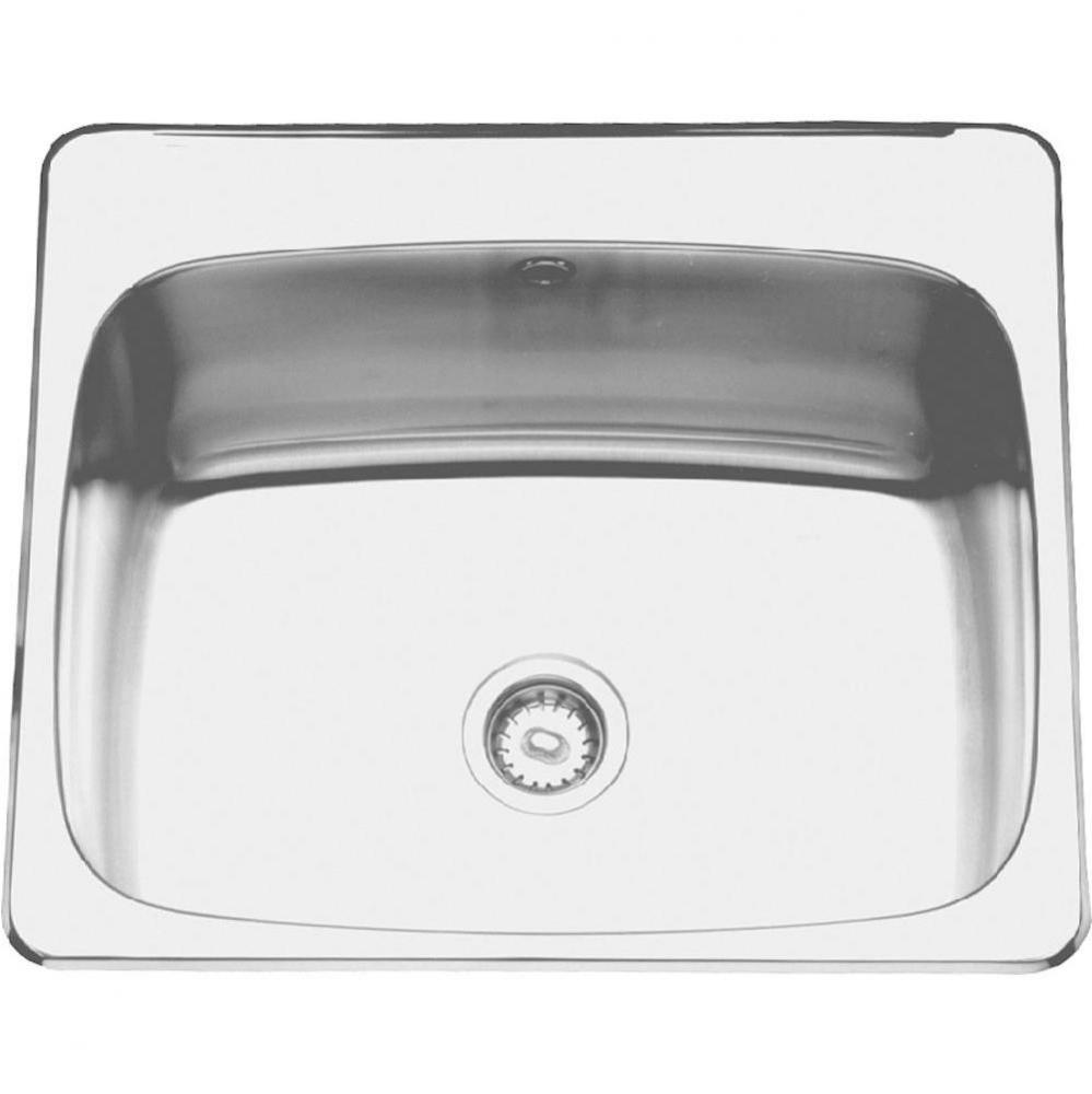 Single Compartment Topmount Sinks - Single, with ledge, 18 gauge