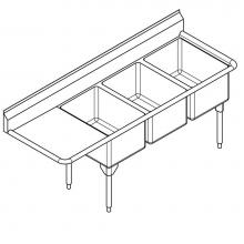 Franke Commercial Canada RTL2454L-1 - Scullery sinks - Restaurant Series, 16 gauge, triple compartment