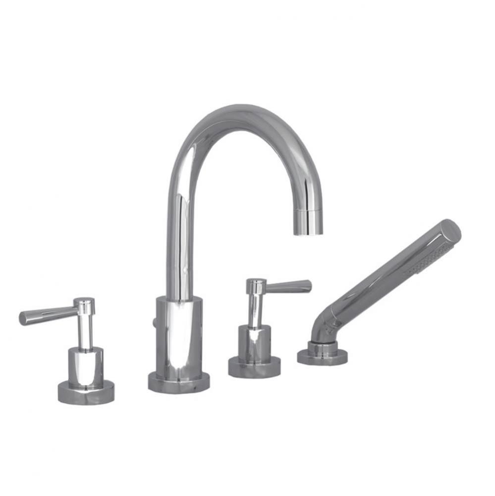 4-piece deck mount tub filler with hand shower