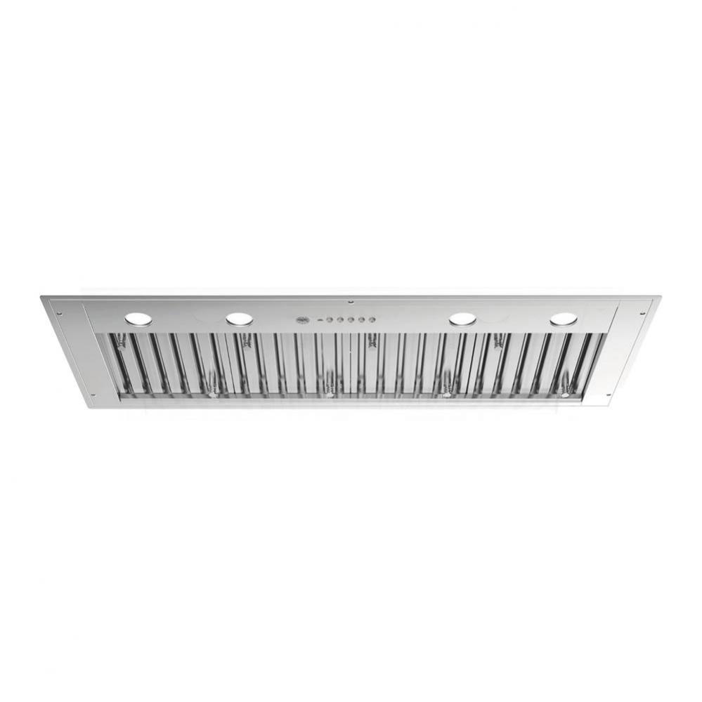 Insert Hood, 48'', 18.25'' D, Baffle Filter, Electronic Push Controls, 4 LED L