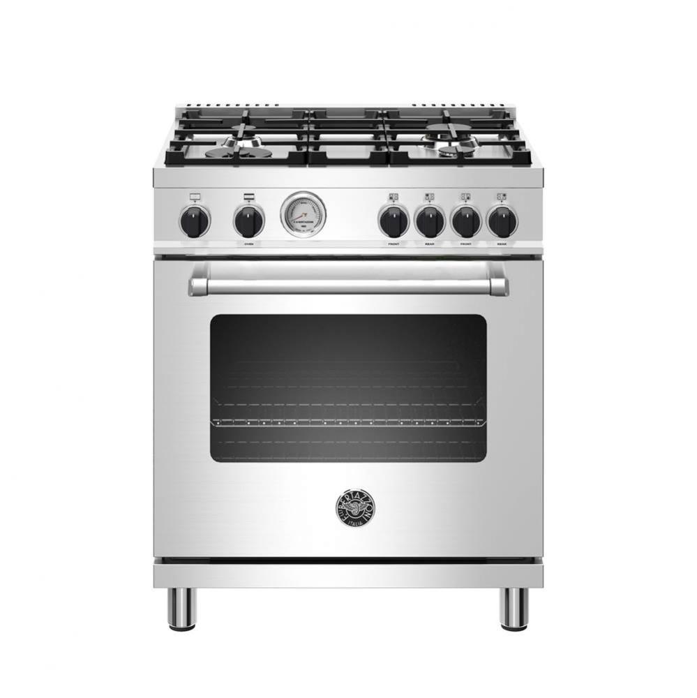 Master Series Range, Gas Oven, 4 Aluminum Burners, 30'', Black Knobs