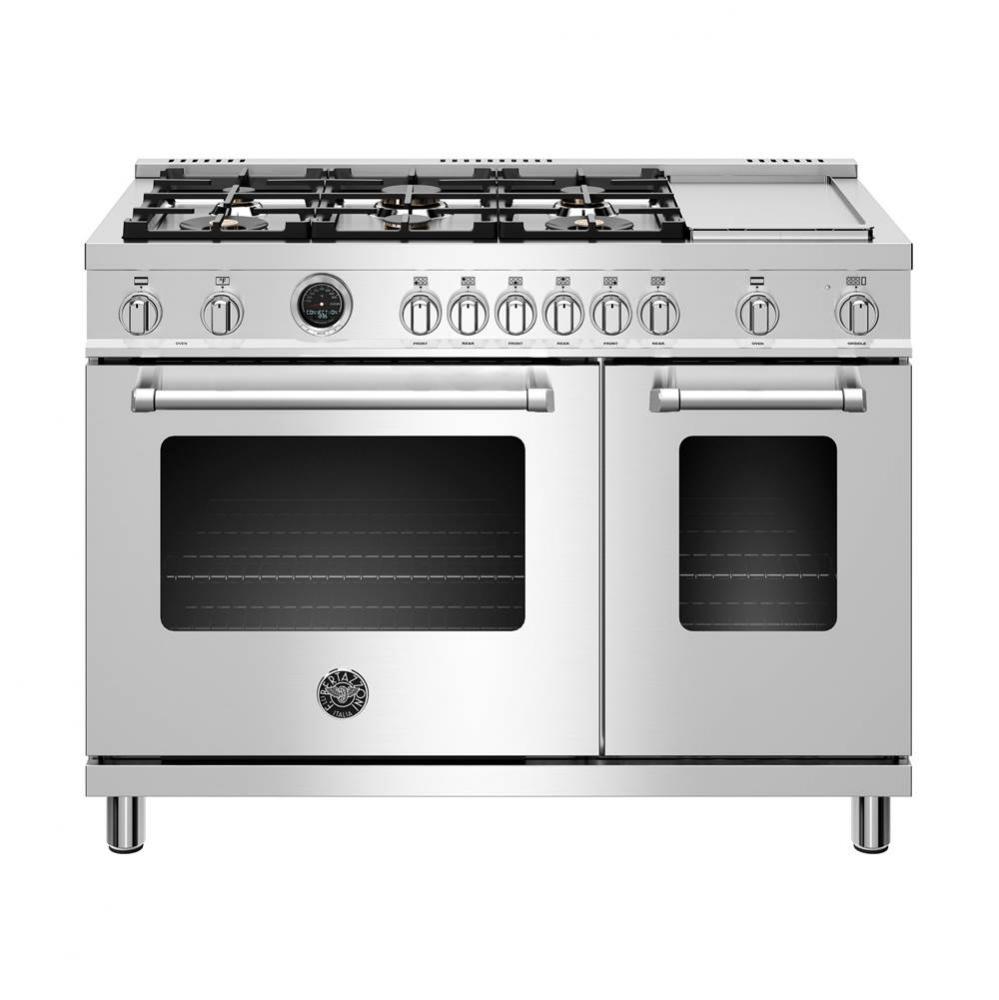 Master Series Range, Electric Self Clean Oven, 6 Brass Burners Plus Griddle, 48''