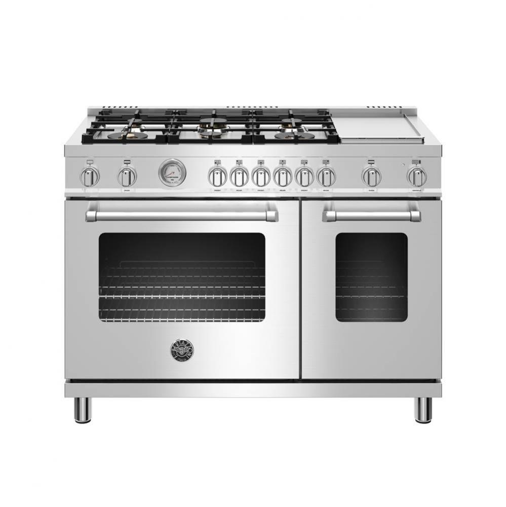 Master Series Range, Gas Oven, 6 Brass Burners Plus Griddle, 48''