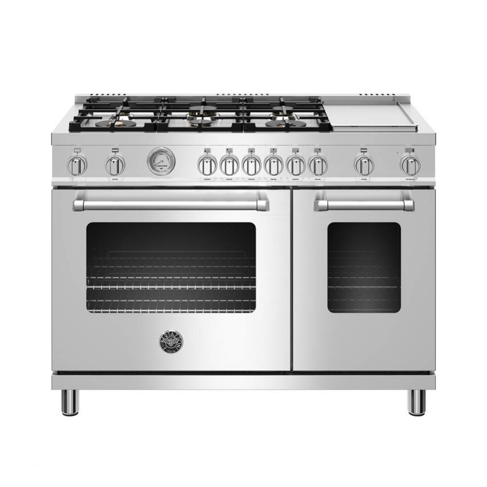 Master Series Range, Gas Oven, 6 Brass Burners Plus Griddle, 48''