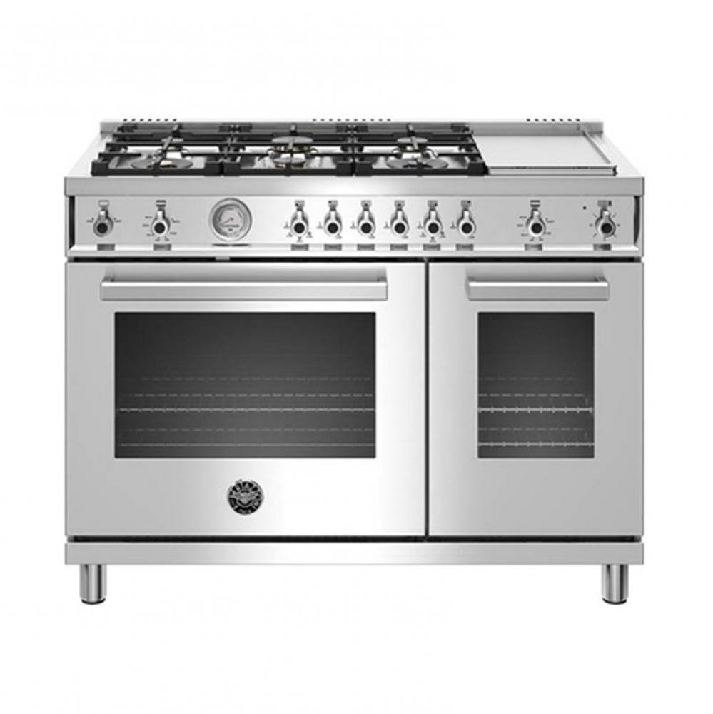 Professional Series Range, Gas Oven, 6 Brass Burners Plus Griddle, 48'', Converted to LP