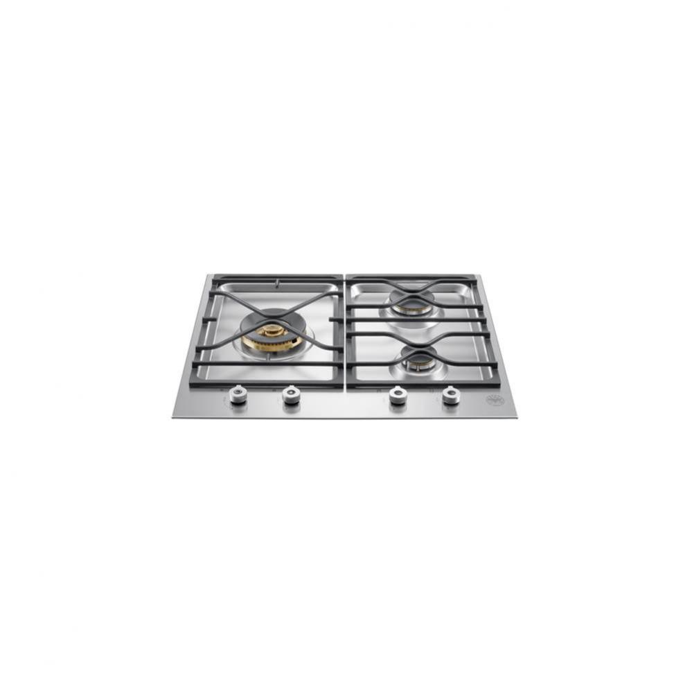 24'' Pro Series All Gas Cooktop 3 Brass Burners - 18K BTU Dual Power LEFT