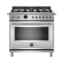 Bertazzoni HERT366DFSXT - Heritage Series Range, Electric Self Clean Oven, 6 Brass Burners, 36''