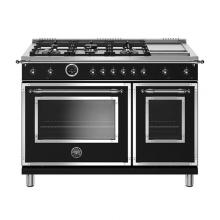 Bertazzoni HERT486GDFSNET - Heritage Series Range, Electric Self Clean Oven, 6 Brass Burners Plus Griddle, 48''