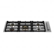 Bertazzoni MAST365QBXT - Master Series Drop-In Gas Cooktop, 5 Brass Burners, 36''