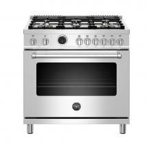 Bertazzoni MAST366DFSXT - Master Series Range, 36'', Electric Self Clean Oven, 6 Brass Burners