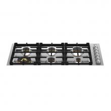 Bertazzoni MAST366QBXT - Master Series Drop-In Gas Cooktop, 6 Brass Burners, 36''