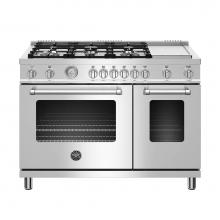 Bertazzoni MAST486GDFMXE - Master Series Range, Electric Oven, 6 Aluminum Burners Plus Griddle, 48''