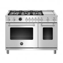 Bertazzoni MAST486GDFSXT - Master Series Range, Electric Self Clean Oven, 6 Brass Burners Plus Griddle, 48''