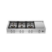 Bertazzoni MAST486GRTBXT - Master Series Gas Rangetop, 6 Brass Burners Plus Griddle, 48''