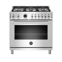 Bertazzoni PROF366DFSXT - Professional Series Range, Electric Self Clean Oven, 6 Brass Burners, 36''