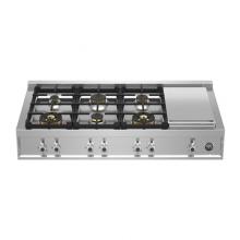 Bertazzoni PROF486GRTBXT - Professional Series Gas Rangetop, 6 Brass Burners Plus Griddle, 48''