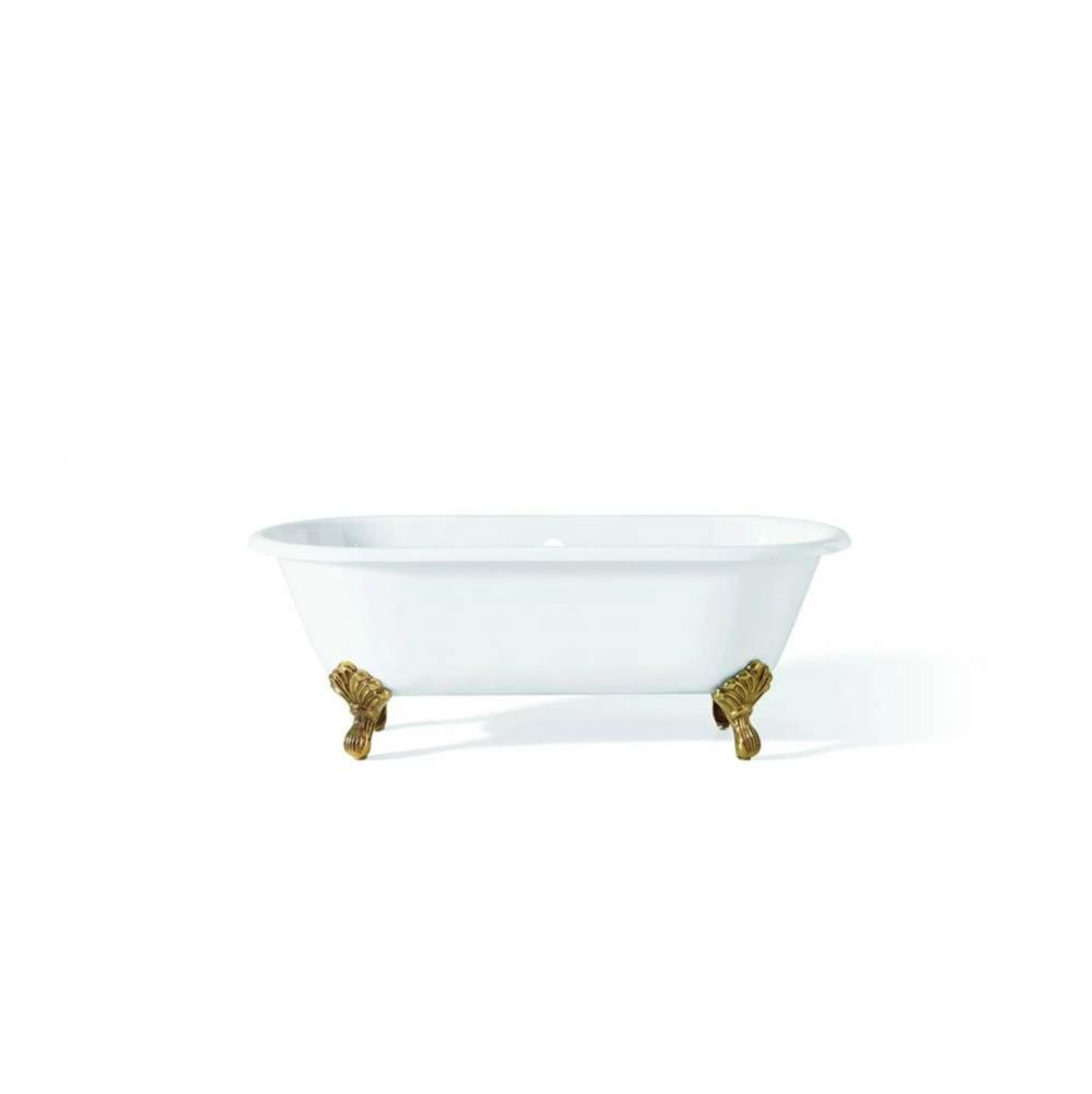 Regal Tub, 70'', White, Flat, Polished Brass Shaughnessy Feet