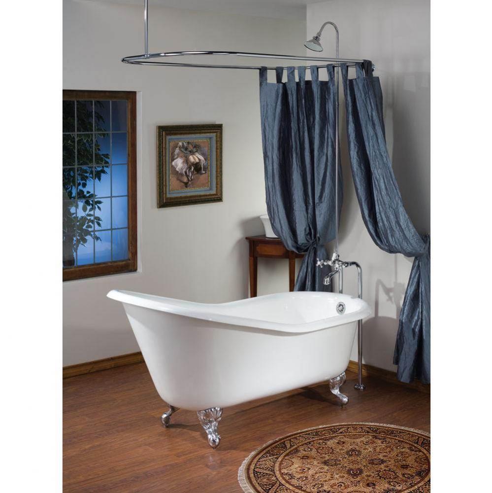Slipper Tub, 68'', White In, Custom Out, Roll Rim, Antique Bronze Feet