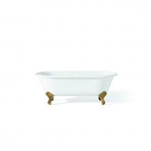 Cheviot Products Canada 2180-WW-0-PB - Regal Tub, 70'', White, Flat, Polished Brass Shaughnessy Feet