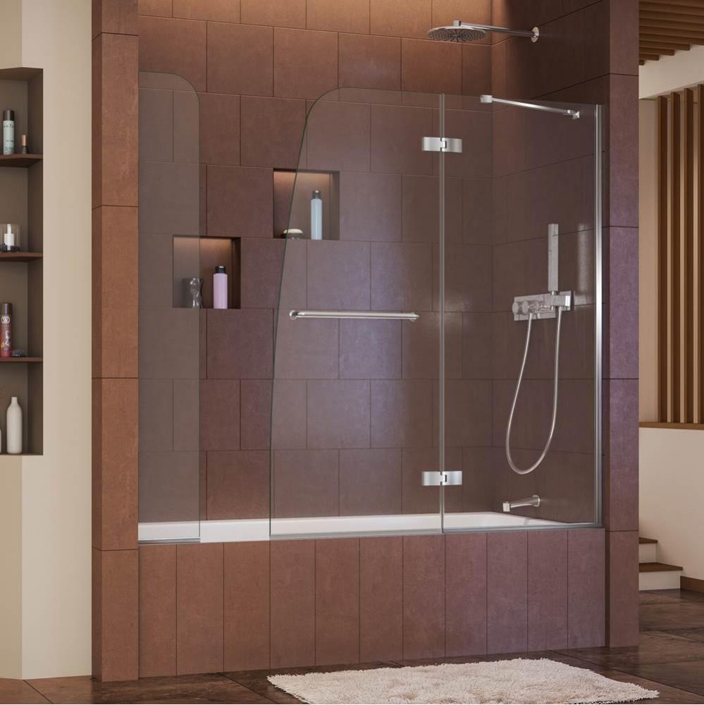 DreamLine Aqua Ultra 57-60 in. W x 58 in. H Frameless Hinged Tub Door with Extender Panel in Chrom