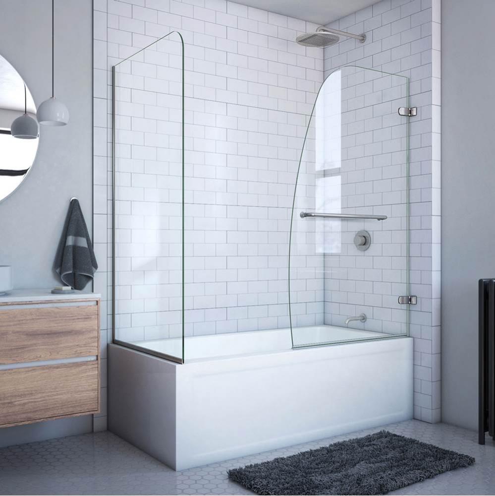 DreamLine Aqua Uno 56-60 in. W x 30 in. D x 58 in. H Frameless Hinged Tub Door with Return Panel i