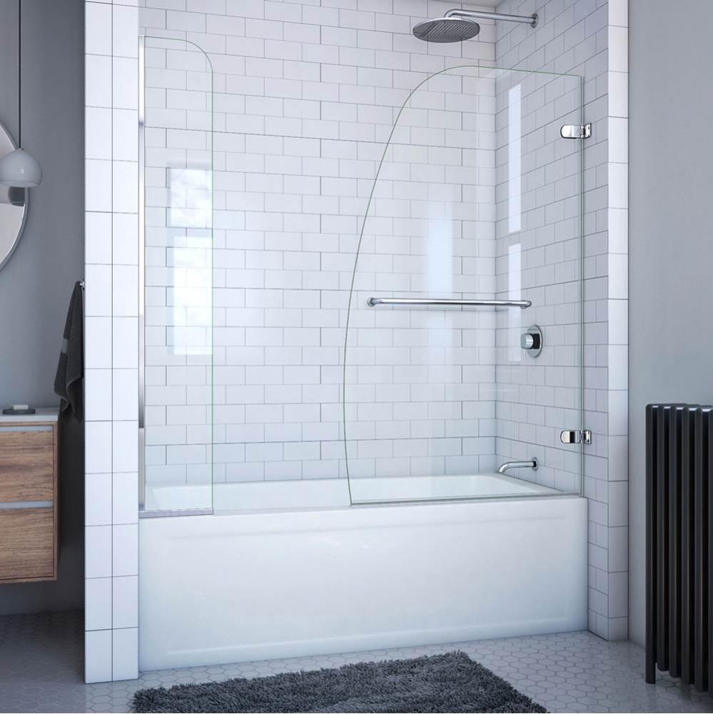 DreamLine Aqua Uno 56-60 in. W x 58 in. H Frameless Hinged Tub Door with Extender Panel in Chrome