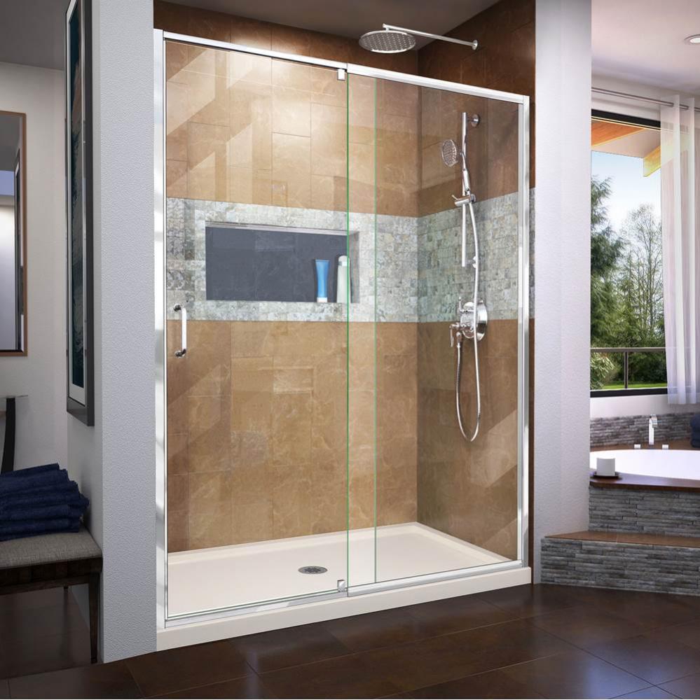 DreamLine Flex 30 in. D x 60 in. W x 74 3/4 in. H Semi-Frameless Pivot Shower Door in Chrome with