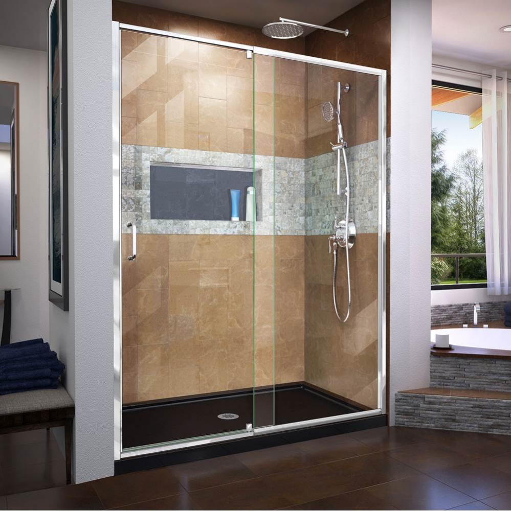 DreamLine Flex 30 in. D x 60 in. W x 74 3/4 in. H Semi-Frameless Pivot Shower Door in Chrome with