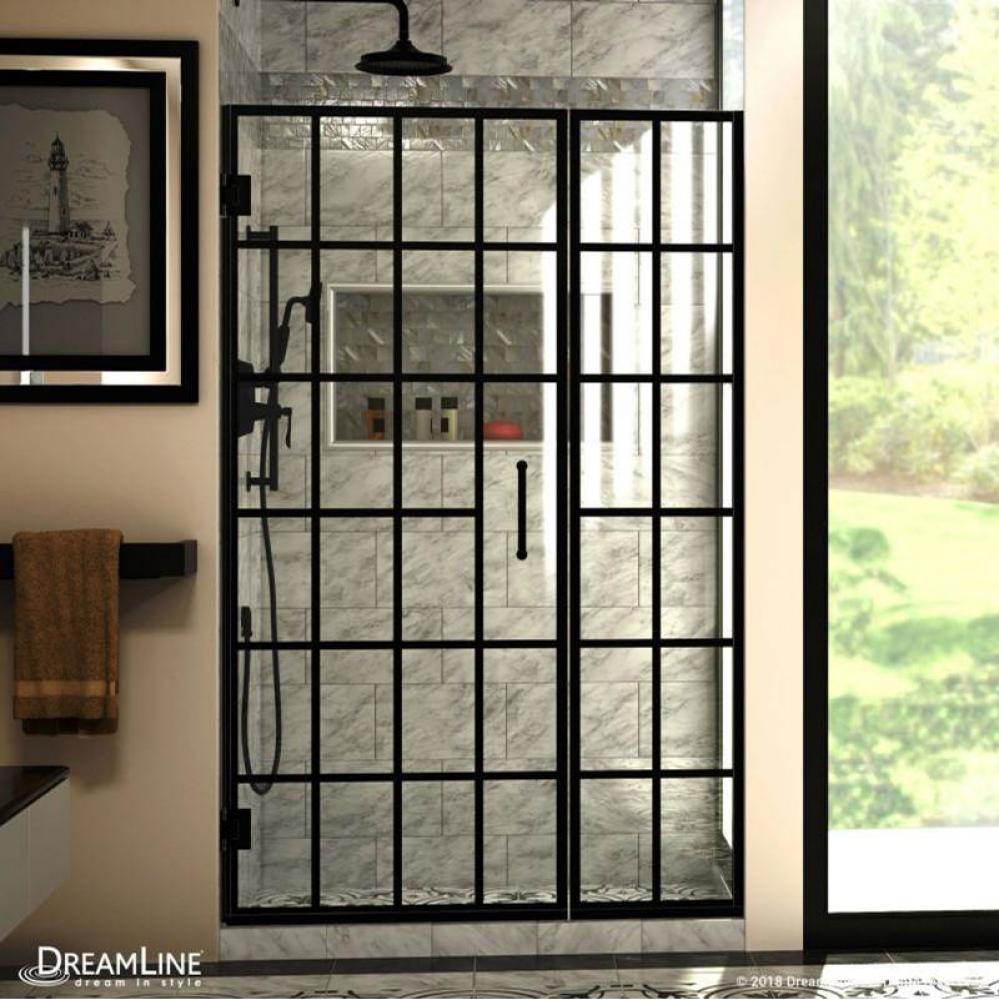 DreamLine Unidoor Toulon 46-46 1/2 in. W x 72 in. H Frameless Hinged Shower Door in Satin Black