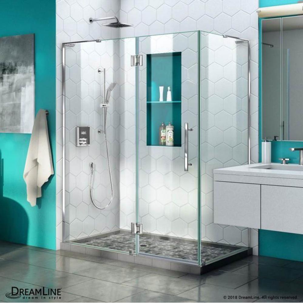 DreamLine Quatra Plus 34 in. D x 52 in. W x 72 in. H Frameless Hinged Shower Enclosure in Chrome