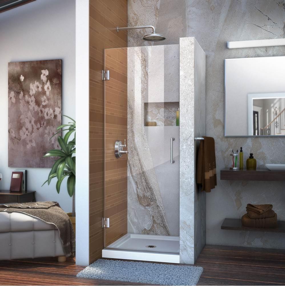 DreamLine Unidoor 25 in. W x 72 in. H Frameless Hinged Shower Door, Clear Glass, in Chrome