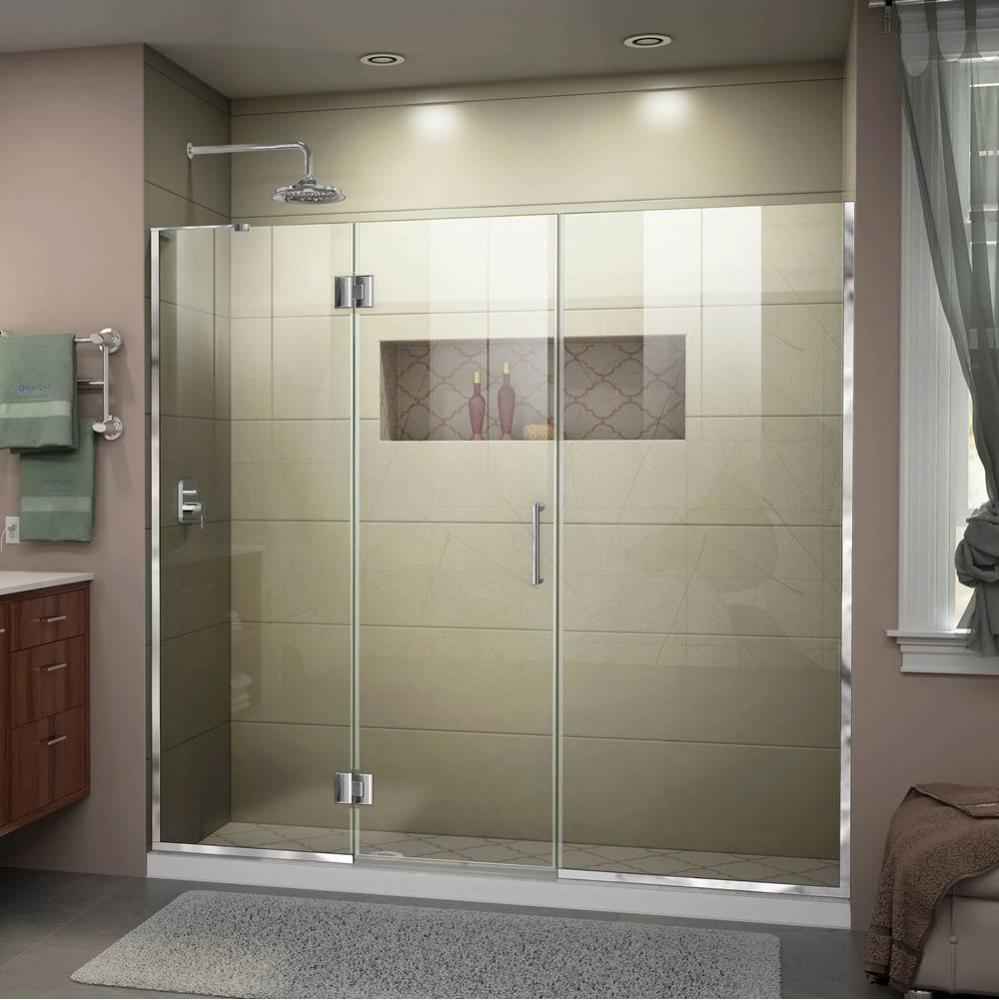 DreamLine Unidoor-X 63 1/2-64 in. W x 72 in. H Frameless Hinged Shower Door in Chrome