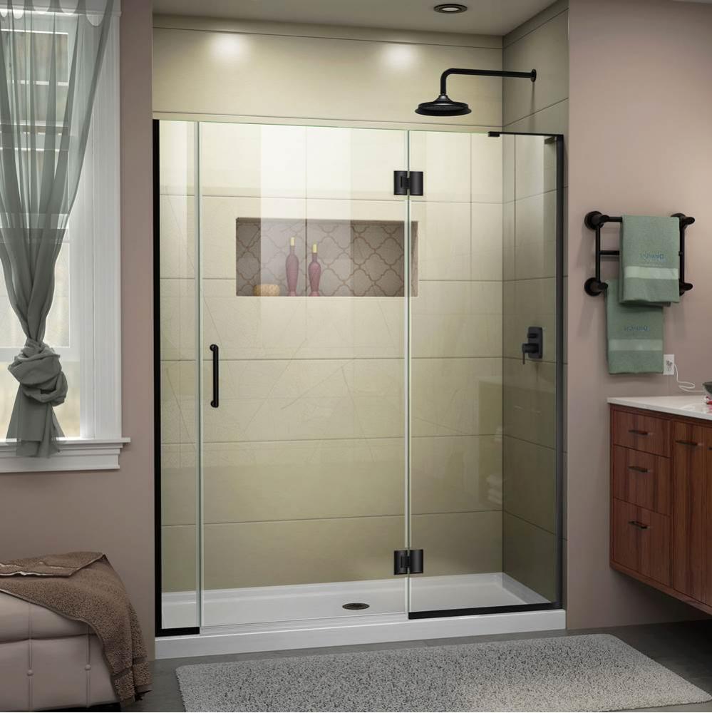 DreamLine Unidoor-X 54-54 1/2 in. W x 72 in. H Frameless Hinged Shower Door in Satin Black