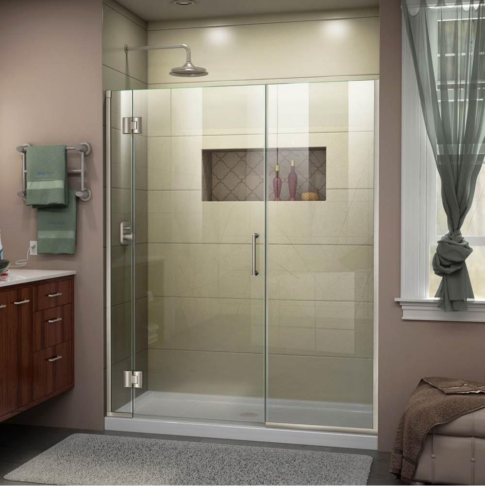 DreamLine Unidoor-X 43 1/2-44 in. W x 72 in. H Hinged Shower Door in Brushed Nickel