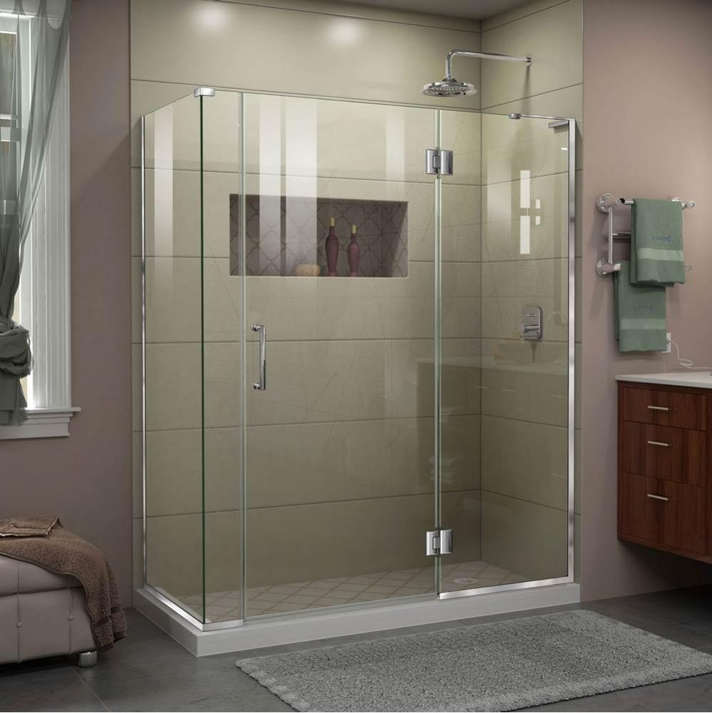 DreamLine Unidoor-X 59 1/2 in. W x 30 3/8 in. D x 72 in. H Frameless Hinged Shower Enclosure in Ch