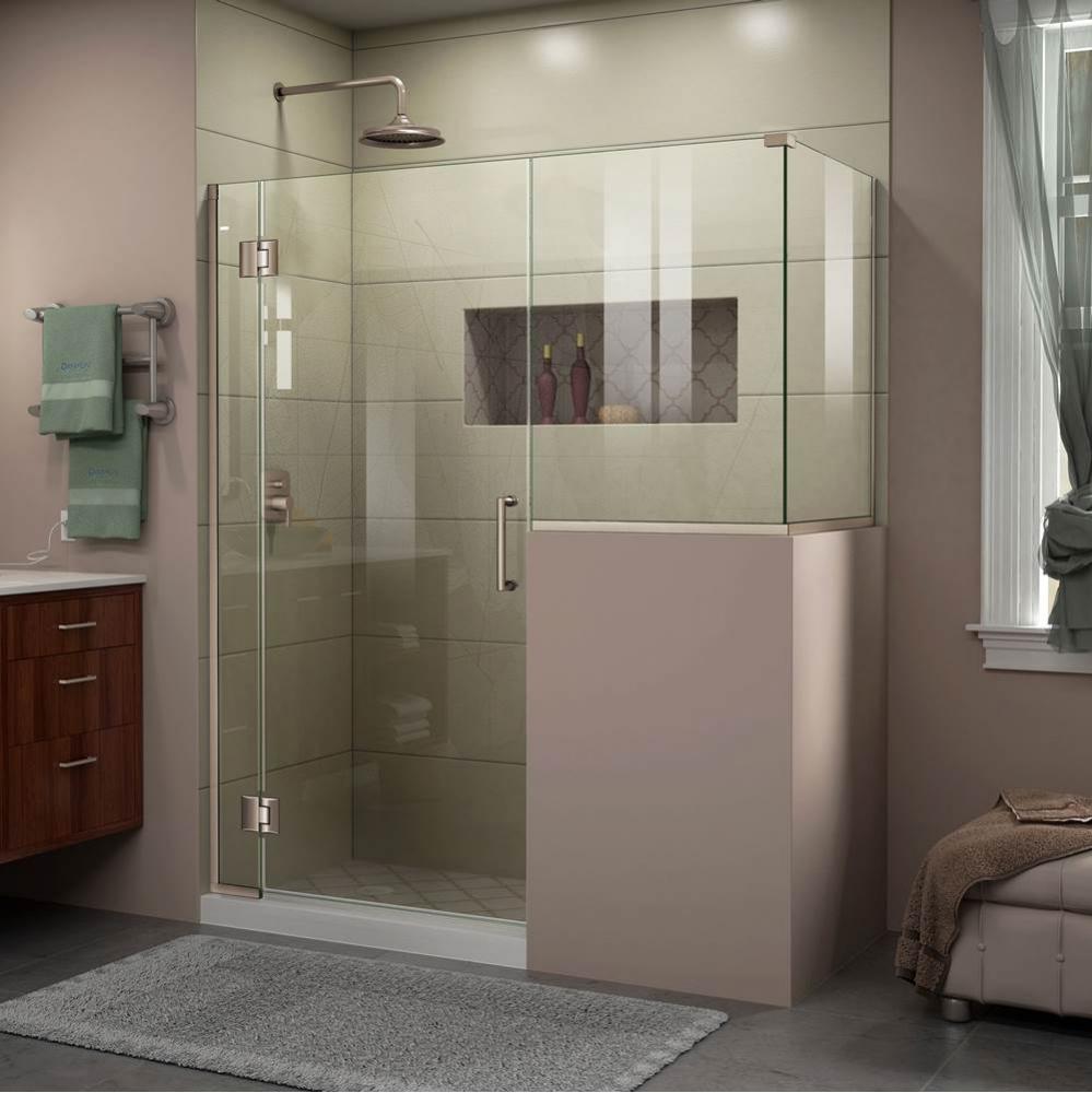 DreamLine Unidoor-X 58 in. W x 30 3/8 in. D x 72 in. H Frameless Hinged Shower Enclosure in Brushe