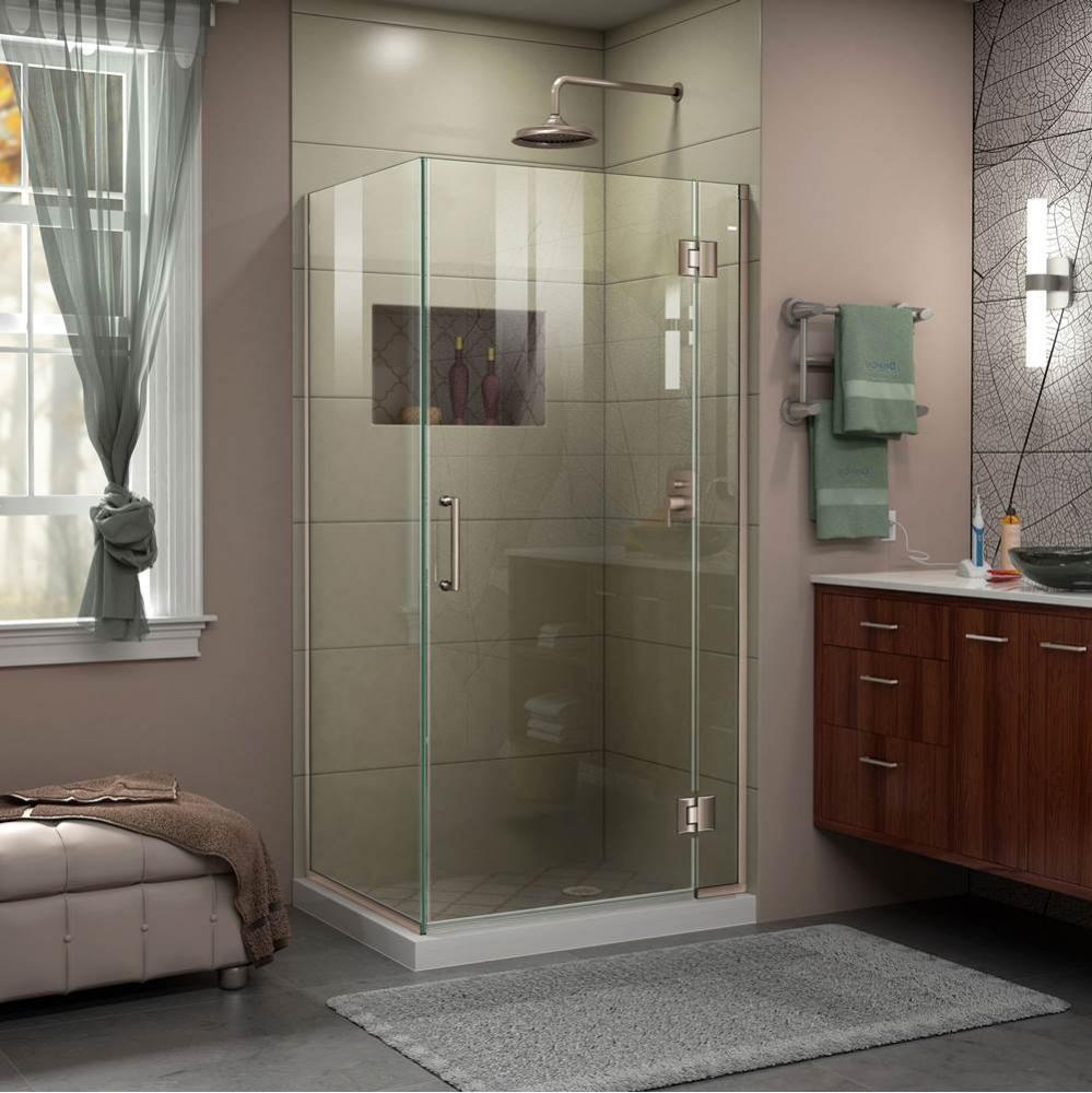 DreamLine Unidoor-X 30 3/8 in. W x 34 in. D x 72 in. H Frameless Hinged Shower Enclosure in Brushe