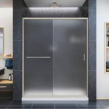 Dreamline Showers DL-6973C-04FR - DreamLine Infinity-Z 36 in. D x 60 in. W x 74 3/4 in. H Frosted Sliding Shower Door in Brushed Nic