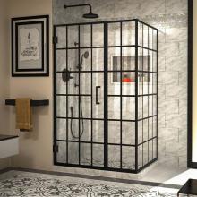 Dreamline Showers SHEN-2434460-89 - DreamLine Unidoor Toulon 34 in. D x 46 in. W x 72 in. H Frameless Hinged Shower Enclosure in Satin