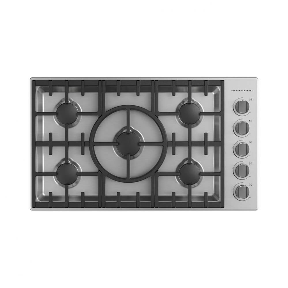 36'' Professional Drop-in Cooktop: 5 Burner Natural Gas