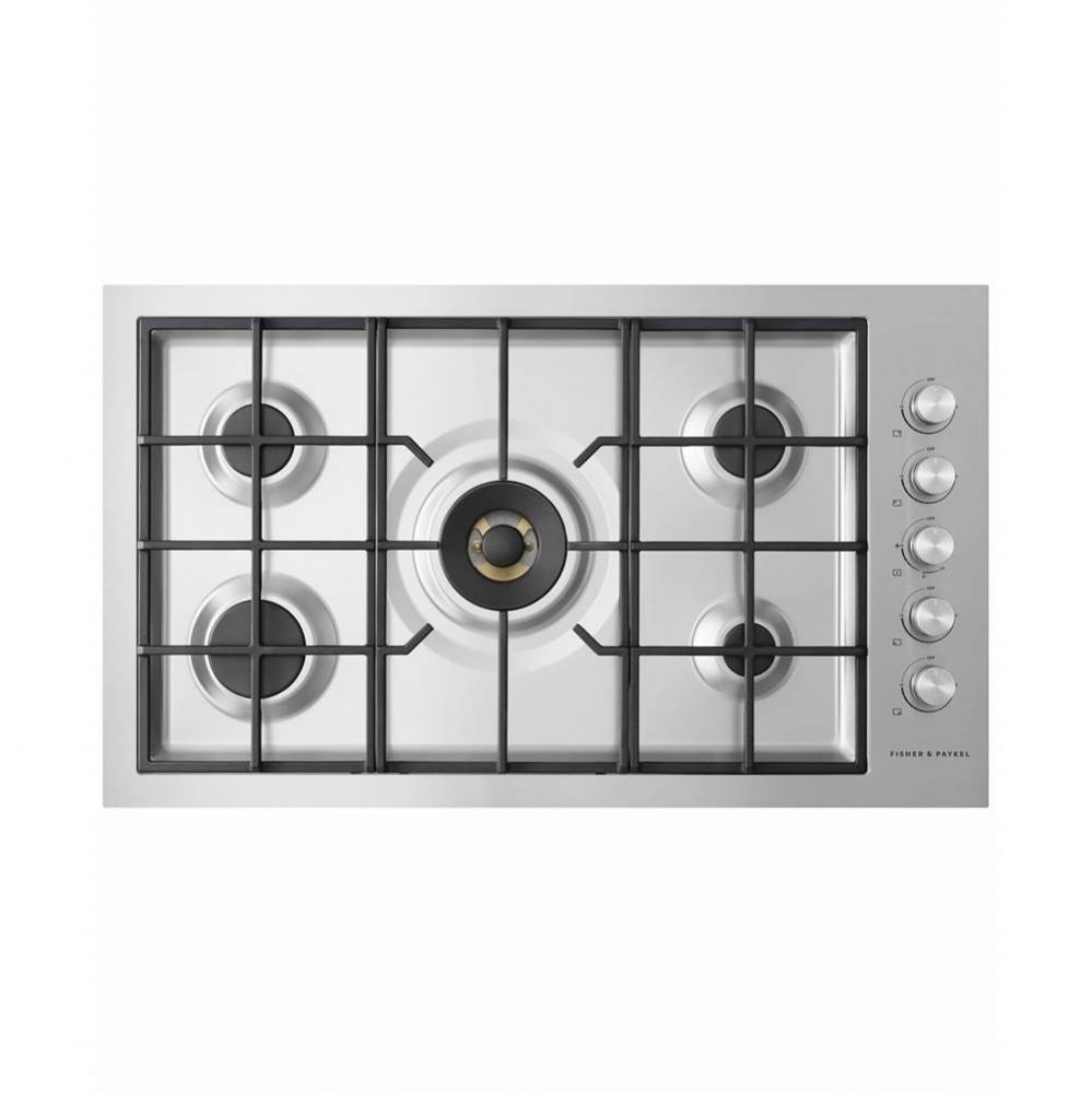 Gas on Steel Cooktop 36 5 Burner, Flush Fit